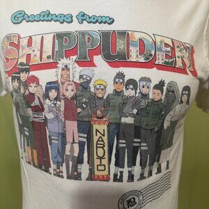 Greetings From Naruto Shippuden Naruto Uzumaki Men's White T Shirt Small Ripple